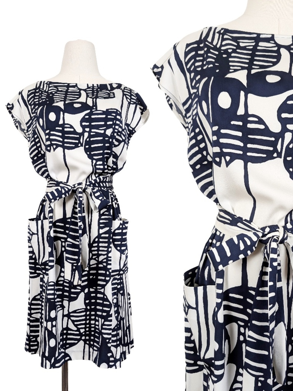 Diane von Furstenberg Cade Silk Mini Dress Size 6 Navy White Formal